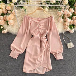 Off-shoulder Ruffle Asymmetrical Dress