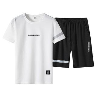Set: Lettering Short-sleeve T-shirt + Sweatshorts