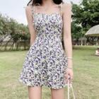 Tie-shoulder Floral Mini Sheath Dress