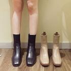 Paneled Block-heel Short Boots