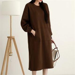 Kangaroo-pocket Fleece-lined Pullover Dress