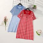 Gingham Short-sleeve Polo Knit Dress