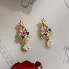 Christmas Tree Rhinestone Sterling Silver Earring 1 Pair - Silver - One Size