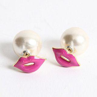 Faux Pearl Lips Earrings