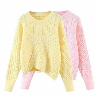 Asymmetrical Cable Knit Sweater