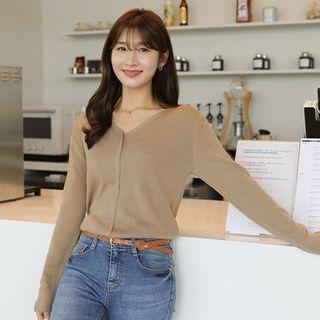 V-neck Lap-seam Knit Top