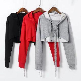 Chain Detail Cropped Hoodie