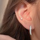 Rhinestone Earring 1 Pair - Hook Earring - Silver - One Size
