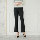 Band-waist Slit-hem Boot-cut Pants