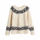 Jacquard Cable Knit Sweater