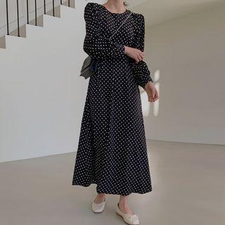 Tie-back Polka-dot Long Dress