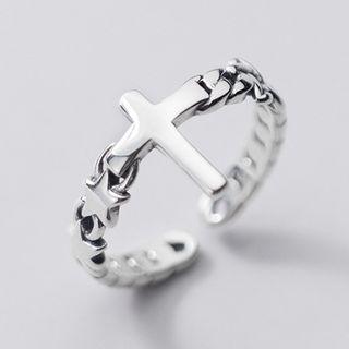 Cross Open Ring S925 Silver - As Shown In Figure - One Size