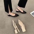 Mesh Panel Pointy-toe Slingback Chunky-heel Sandals