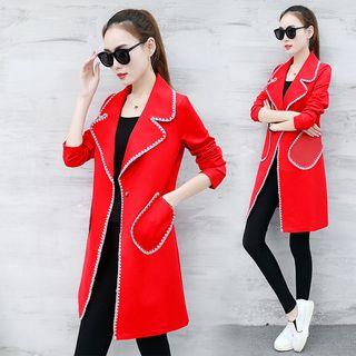 Crochet-trim Lapel Tweed Coat