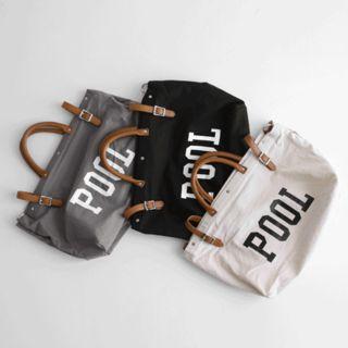 Lettering Canvas Tote With Strap