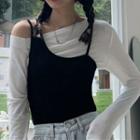 Long-sleeve T-shirt / One-shoulder Camisole Top
