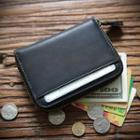 Genuine Leather Zip Wallet Black - One Size