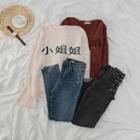 Set: Print Loose-fit Sweater + Skinny Jeans
