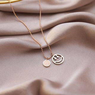 Alloy Smiley Pendant Necklace 1 Pc - As Shown In Figure - One Size