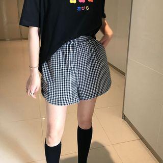 Checker Wide-leg Shorts Check - Black & White - One Size