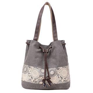 Floral Panel Canvas Tote Bag