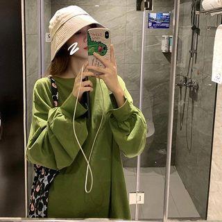 Plain Pullover T-shirt - Green - One Size