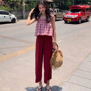Plaid Tank Top / Wide Leg Pants