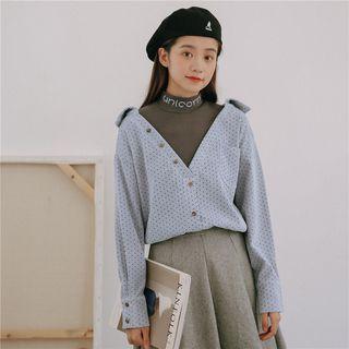 Mock Two-piece Dotted Corduroy Shirt