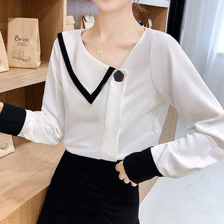 Asymmetric Single Collar Chiffon Blouse