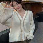 V-neck Knit Cardigan As Figure - One Size