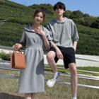 Couple Matching Elbow-sleeve Hooded A-line Dress / Hoodie / Shorts