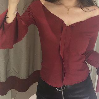 Flared-cuff Ruffled T-shirt