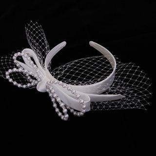 Bow Faux Pearl Wedding Veil Headband