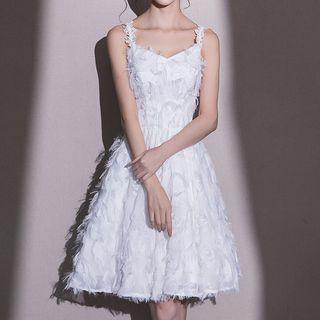 Fringed Spaghetti Strap Cocktail Dress