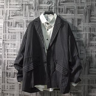 Striped Drawstring Blazer