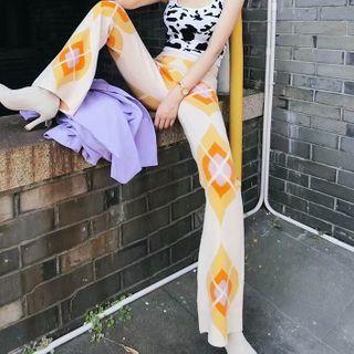 Color-block Boot-cut Pants As Shown In Figure - One Size