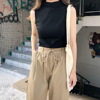 Tank Top/ Cropped Drawstring Wide-leg Pants