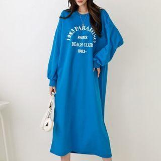 Letter Drop-shoulder Long T-shirt Dress