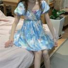 Short-sleeve Tie-dye A-line Dress