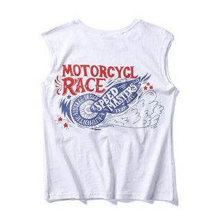 Sleeveless Printed Lettering Top