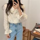 Lace Large Lapel Bell-sleeve Blouse