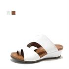 Cutout-trim Wedge Slide Sandals