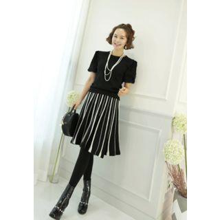 Stripe Wool Blend Flare Skirt
