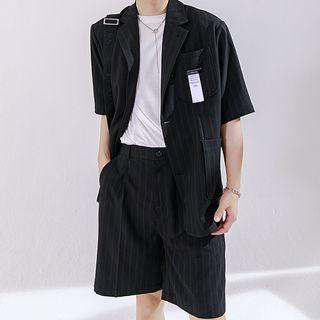 Pinstripe Oversized Blazer / Straight-leg Shorts