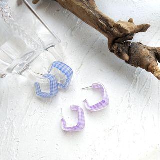 Plaid Open Square Acrylic Earring