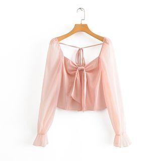 Square Neck Ribbon Blouse