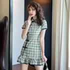Plaid Short-sleeve Sheath Qipao