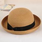 Bow Accent Bowler Straw Hat