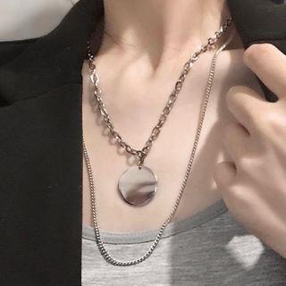 Layered Round Pendant Necklace 0479a - Necklace - One Size
