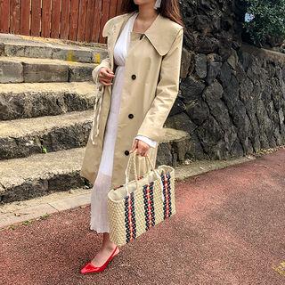 Wide-collar Belted Trench Coat